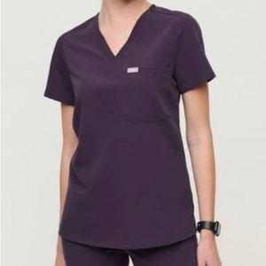 Figs Womens Purple Shadow Catarina 1 Pocket Scrub Top Size Medium